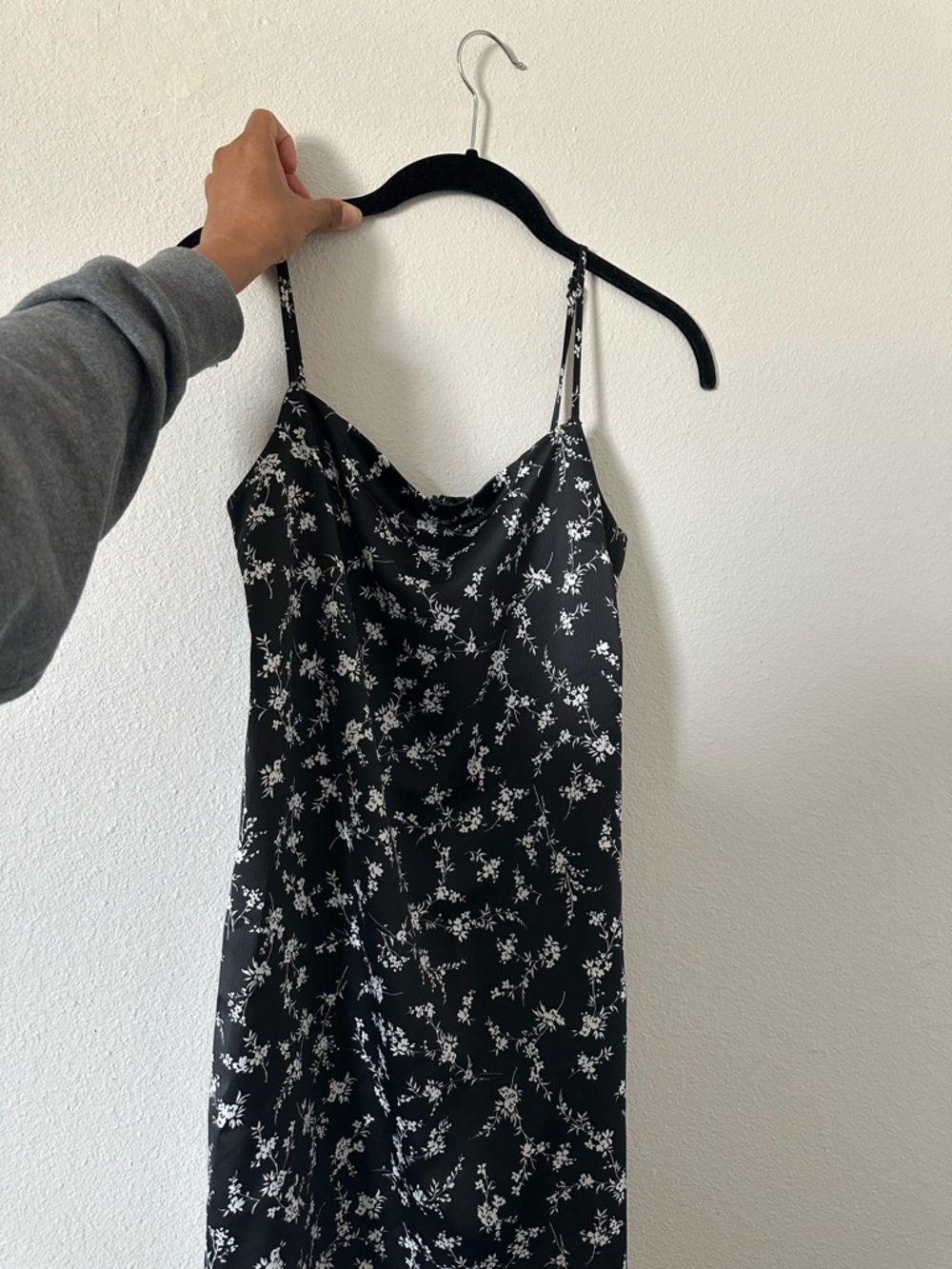 Garage Black Mini Dress with White Floral Print